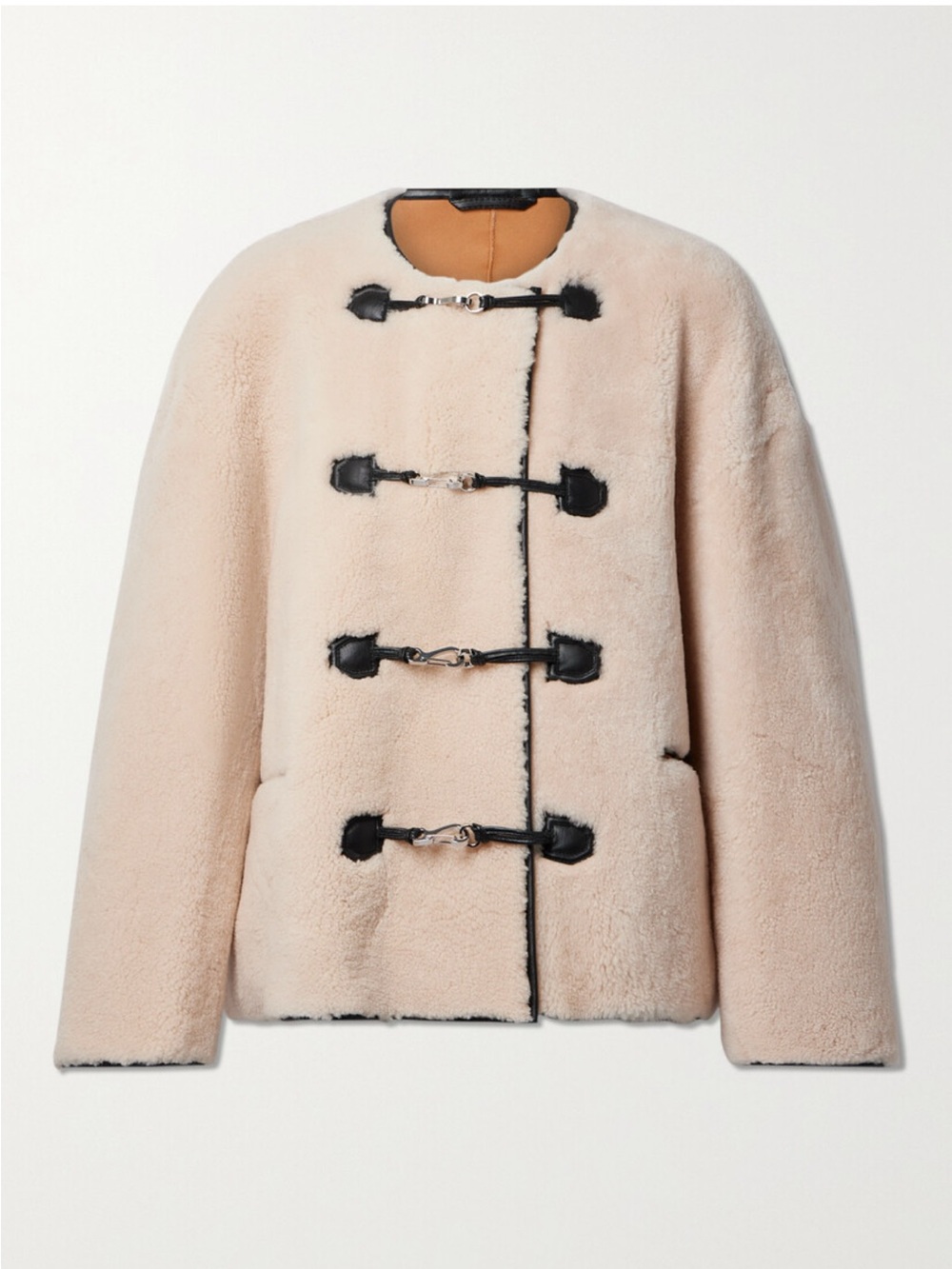 NEW Toteme Shearling Toggle Jacket in Cream XXS